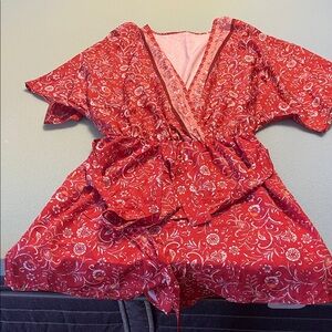 Burnt orange floral romper